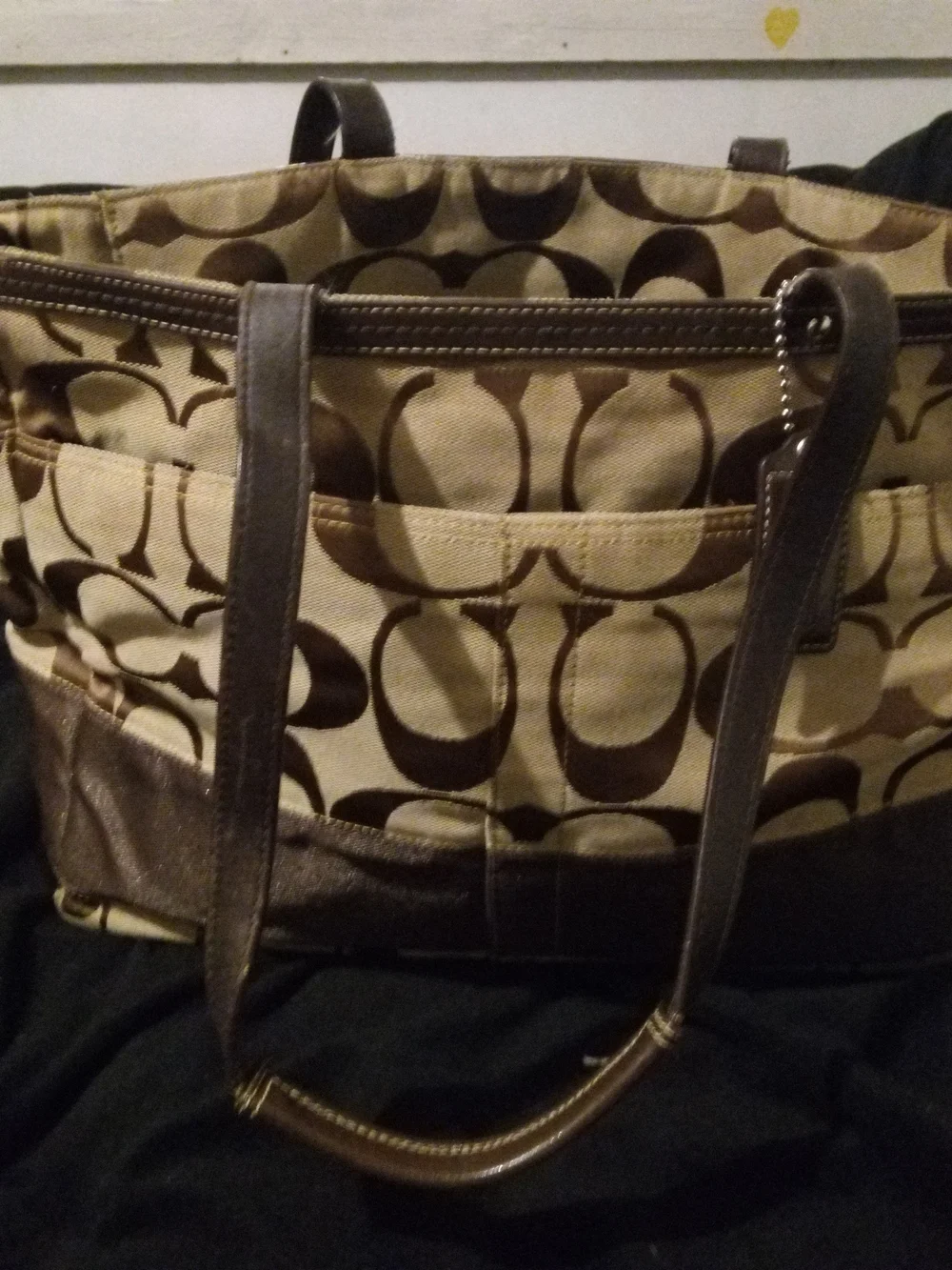 Signature Pattern Canvas Tote Bag in Beige and Brown